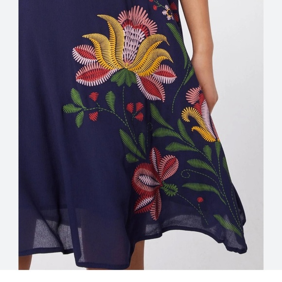 Desigual Women's Vest Anjou Dress Sleeveless Floral Light Viscose Blue Sz 42 - Picture 3 of 9